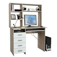 Стол компьютерный Милан-3, с надставкой дуб сонома / белый