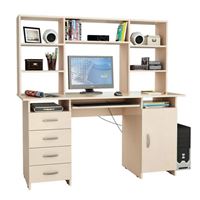 Стол компьютерный Милан-7П, с полкой и надставкой дуб молочный
