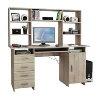 Стол компьютерный Милан-7П, с полкой и надставкой дуб сонома