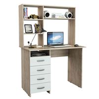 Стол письменный Милан, с надставкой дуб сонома / белый