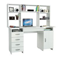 Стол письменный Милан-7Я, с ящиком и надставкой белый