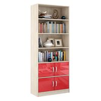 Стеллаж в комплекте Либерти-52 Глянец дуб сонома / красный