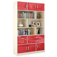 Стеллаж в комплекте Либерти-62 Глянец дуб молочный / красный
