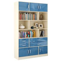 Стеллаж в комплекте Либерти-62 Глянец дуб молочный / синий