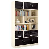 Стеллаж в комплекте Либерти-62 Глянец дуб молочный / чёрный