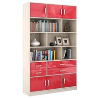Стеллаж в комплекте Либерти-62 Глянец дуб сонома / красный