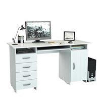 Стол компьютерный Милан-7П, с полкой белый