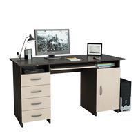 Стол компьютерный Милан-7П, с полкой венге / дуб молочный